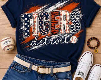 Detroit Tigers Baseball Shirt, Navy Diagonal Slash Baseball Mom Tee, Detroit Baseball Shirt, Comfort Colors Graphic Tee, Game Day Shirt
