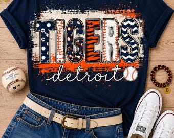 Detroit Tigers Baseball Shirt, Distressed Paint Block, Baseball Mom Tee, Detroit Baseball Shirt, Comfort Colors Graphic Tee, Game Day Shirt
