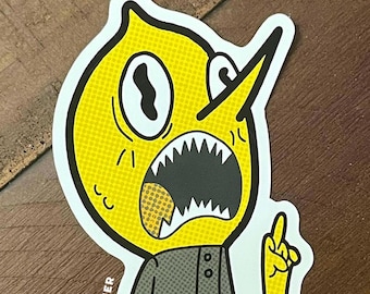 Unacceptable Lemongrab Sticker + Free Shipping + Free Bonus Adventure Time Sticker + Halftone 2" 3" 4" 5" Vinyl Matte + Fionna & Cake