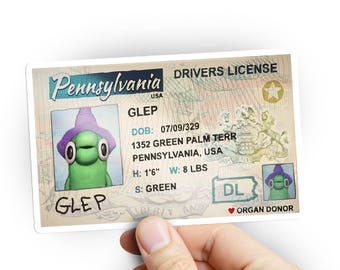 Glep Smiling Friends Drivers License Sticker + Free Pim Sticker | Free Shipping | Matte Vinyl