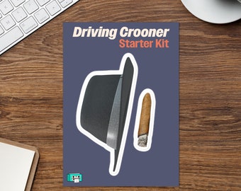 I Think You Should Leave Tim Robinson Driving Crooner Sticker Sheet | Fedora Cigar Decals | Not for Jocks | No Frats | Glossy Vinyl | ITYSL