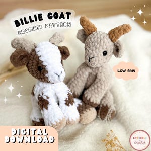 Billie Goat Crochet Pattern | Amigurumi Goat | Low-sew | Farm Animal Pattern | Market Makes | SprinkleofCrochet