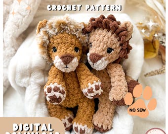 Crochet Lion Pattern | Rory the Lion Pattern | Amigurumi Lion | No-sew no sew | Safari Animal Pattern | Market Makes | SprinkleofCrochet