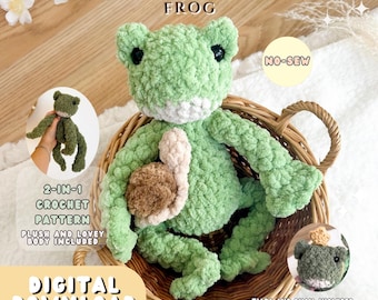 Crochet Frog Pattern | Frederick the Frog Pattern | Amigurumi | No-sew no sew | Woodland Animal Pattern | Market Makes | SprinkleofCrochet