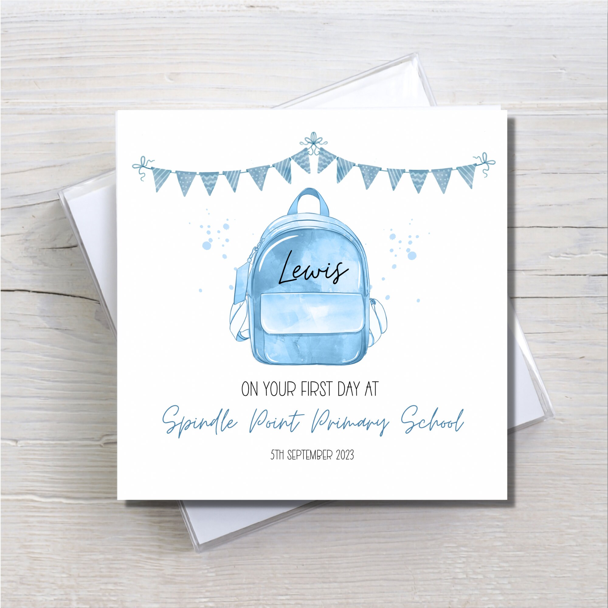 Personalised First Day at School Card, Good Luck at School Card, Back ...