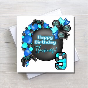 Personalised gamer birthday card, birthday card for son, daughter, nephew, niece, any age card, 8th, 9th, 10th gaming card, boy, girl