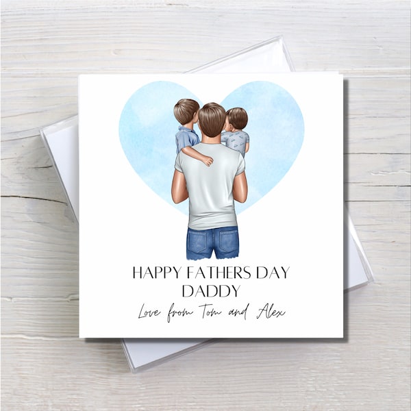 Personalised daddy fathers day card, fathers day card for him, dad of boys card, card from sons, happy fathers day dad, keepsake from boys,