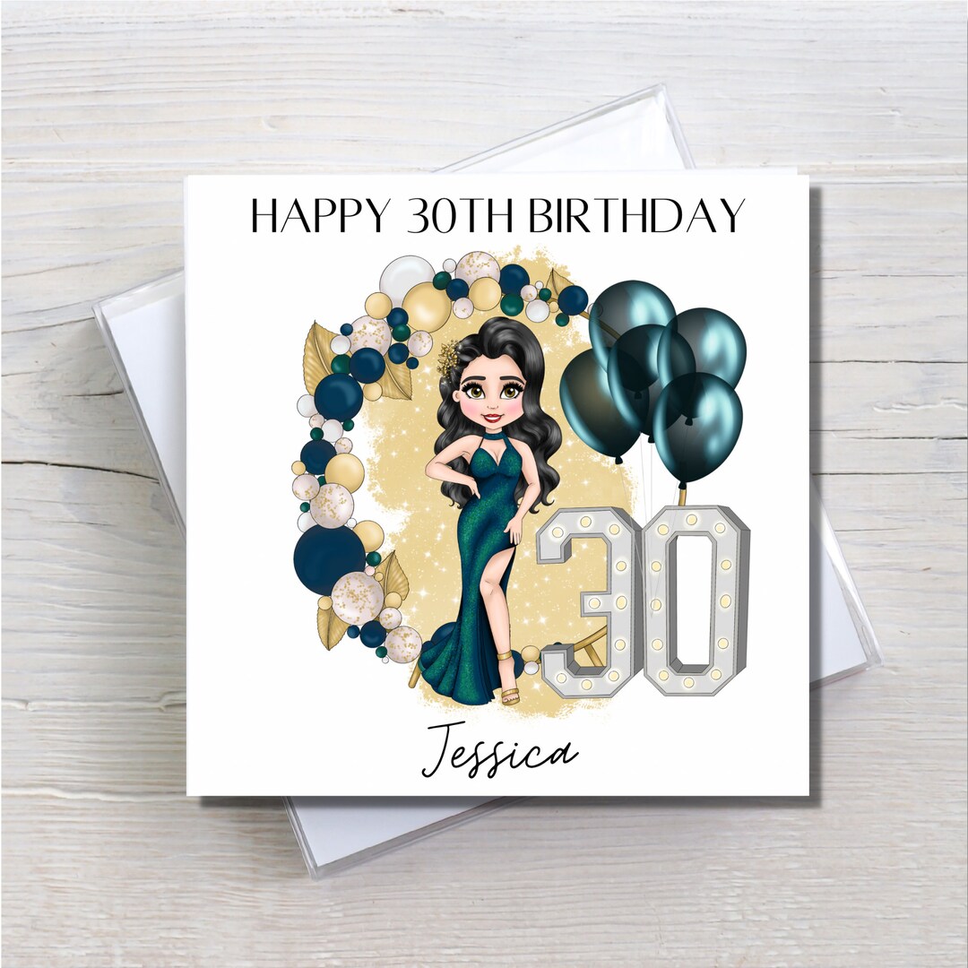 30th Birthday Card for Her, Personalised Birthday Card for Friend