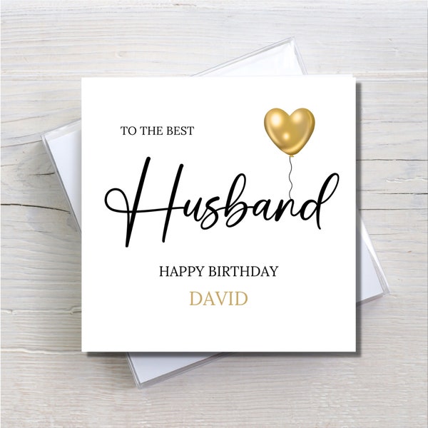 Personalised husband birthday card, best husband card, card for him, husband birthday card, happy birthday hubby, partner card, heart card