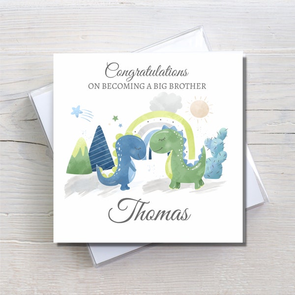 New big brother card, personalised big brother card, dinosaur big brother card, congratulations on becoming a big brother card, dinosaur