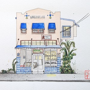 Naegelin&#39;s Bakery Watercolor Print: Texas Hill Country Art