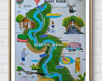 New Braunfels, Texas Art Print: River Road, Hill Country (Unframed)