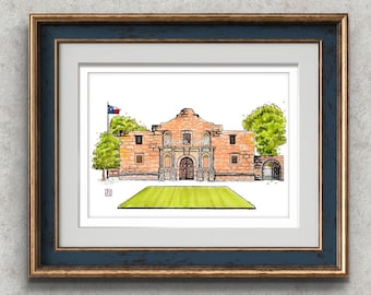San Antonio Alamo Print: Texas History Watercolor Painting