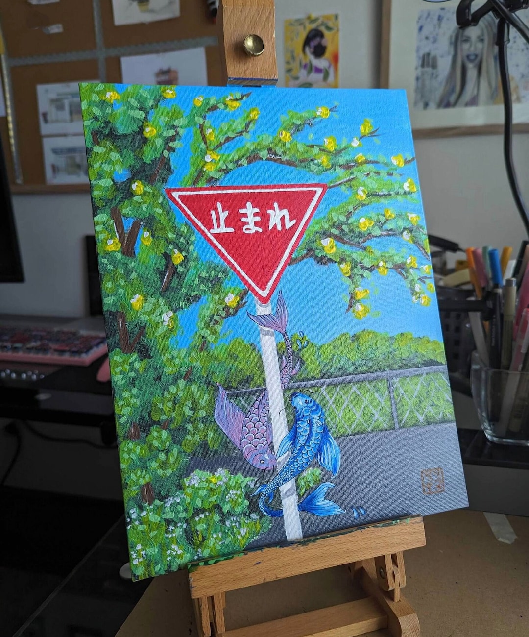 Japan Traffic Stop Sign | Tomaranai |painting | Print | - Etsy