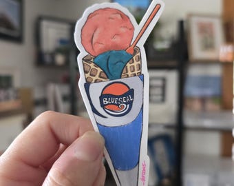 Blue Seal Ice Cream Sticker: Okinawa Japan, Waterproof Vinyl