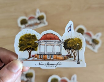 New Braunfels, Texas Sticker: Main Plaza Waterproof Vinyl Art