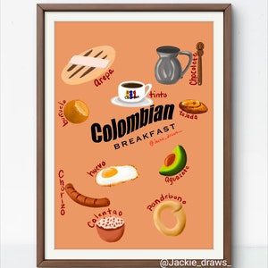 Colombia Breakfast Pop Art | Colombian Foods | Art Print | Breakfast in Colombia | Unframed