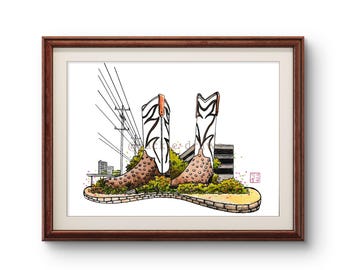 San Antonio Boots Print: North Star Mall,  Texas Storefronts (Unframed)