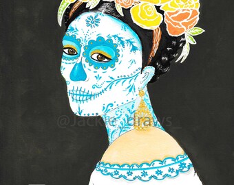 Catrina Painting | Original Painting | Mexican Catrina | The Catrina with the Golden Earring