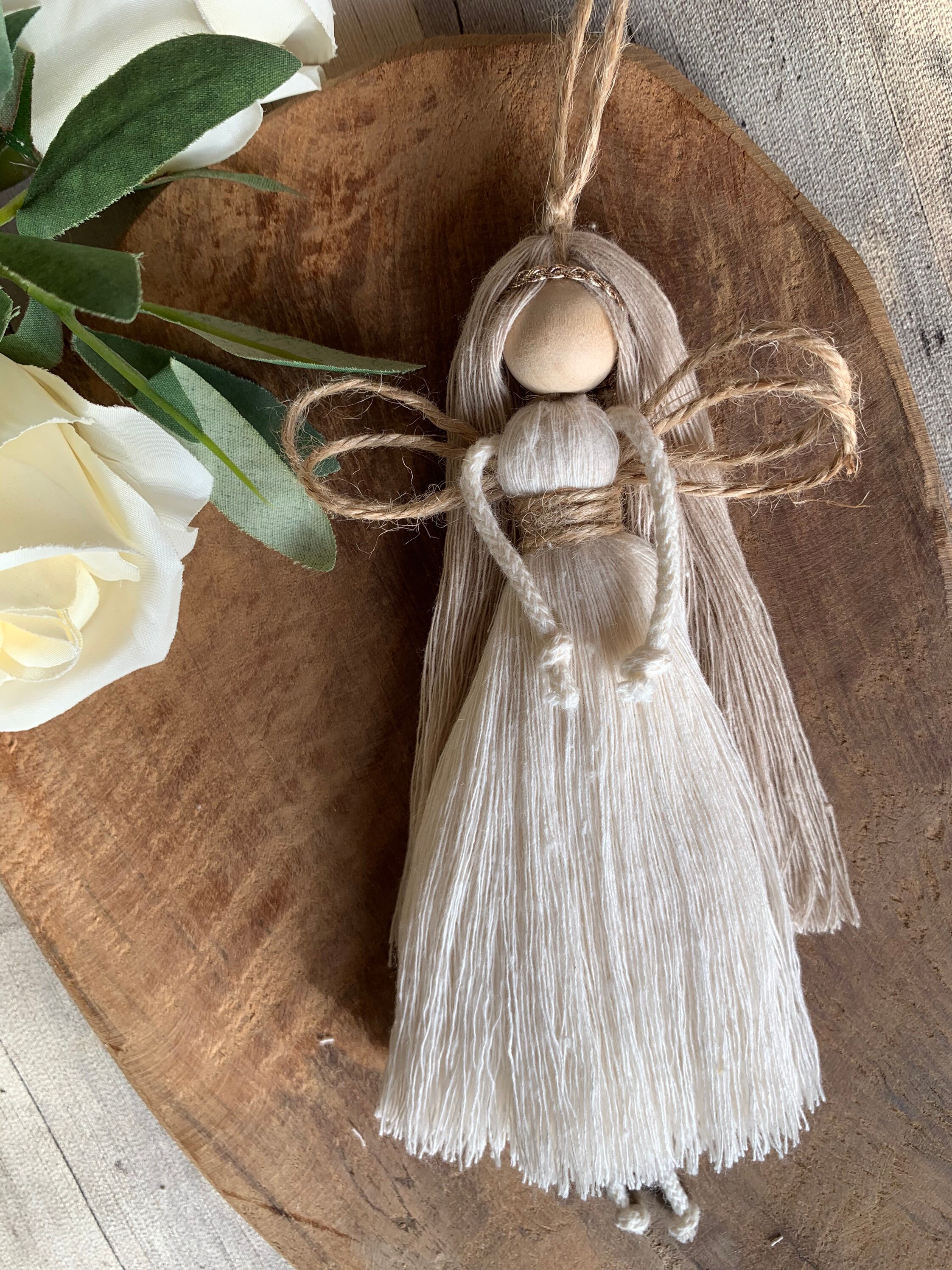 Macramé Fée Boho Grand Ange Suspendu Décoration Intérieure