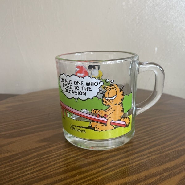 Vintage 1978 McDonalds Garfield Coffee Mug Clear Glass Cup Jim Davis