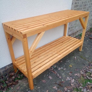 Heavy Duty Greenhouse Swedish Redwood wooden Staging and Potting Bench