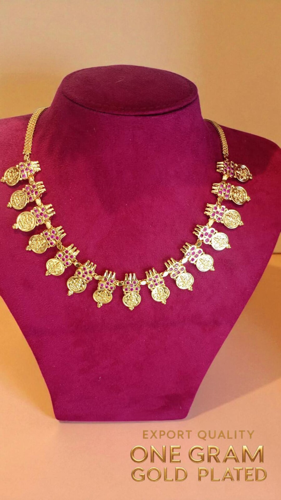 Traditional Kasu Short Necklace | Lakshmi Coin Mala | One Gram Gold ...