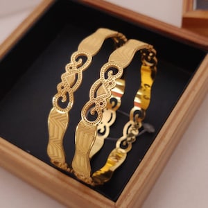 22 kt Gold Plated Bangle, Gold Filled Bangle, Gold Bracelet, Gold Filled Bracelet, women Gold Bangle, Western Style Indian Gold Bangles Set