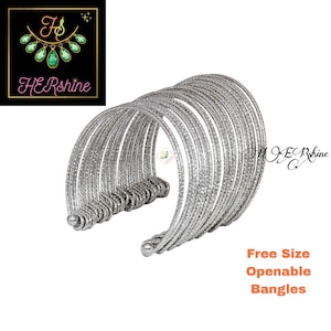 Oxidised Silver Stacking Bangles, Indian Silver Looking Vintage Boho Hippie Openable Trendy Bangle Jewellery ( Free Size), For Any Occasion
