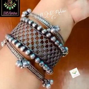 Traditional Rajasthani oxidised kada, German silver handcrafted desinger bangles, 925 sterling silver plated customized openable bracelet