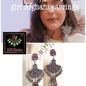Afgani oxidised dangle drop earrings, boho hippie oxidised black finish hanging earrings, stone earrings with ghugroo, light weight earrings