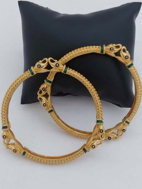 22 Kt Gold Plated Bangle Gold Filled Bangle Gold Bracelet Gold Filled Bracelet Women Gold Bangle Western Style Indian Gold Bangles Set Etsy