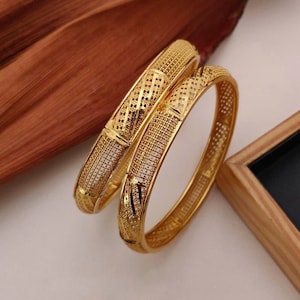 22 kt Gold Plated Bangle, Gold Filled Bangle, Gold Bracelet, Gold Filled Bracelet, women Gold Bangle, Western Style Indian Gold Bangles Set