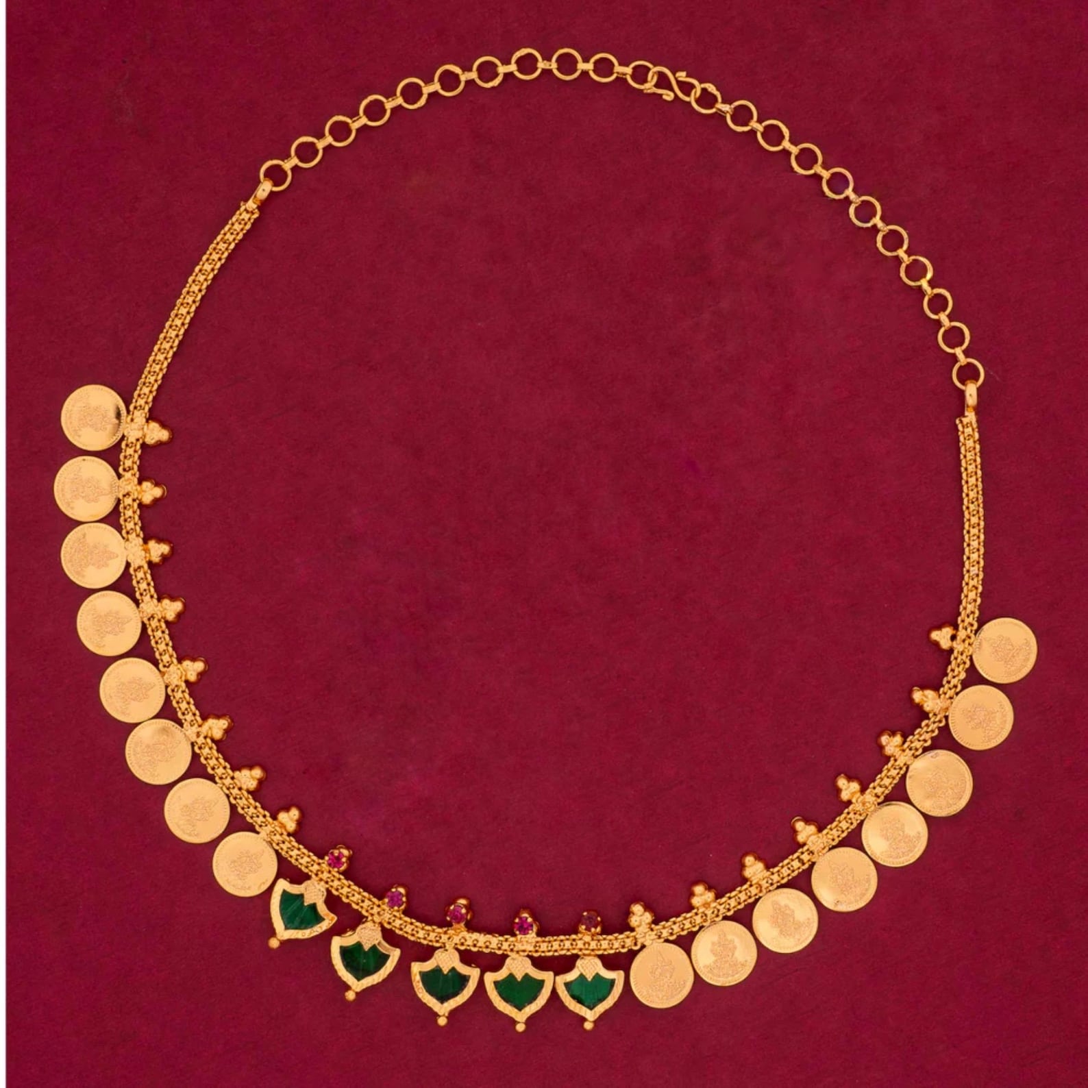 Green Palakka Coin Necklace | Kerala Kasu Mala Choker | South Indian ...