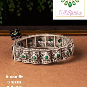 Silver look alike oxidised bangles, high quality handmade cz stone studded openable bangle jewelry, party and casual wear, antique silverset