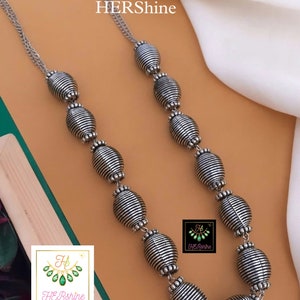 Oxidized boho hippie necklace - Oxidised Germansilver HandMade minimalist Necklace, antique oxidised black finish vintage looking necklace