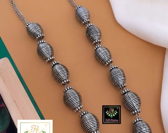 Oxidized boho hippie necklace - Oxidised Germansilver HandMade minimalist Necklace, antique oxidised black finish vintage looking necklace