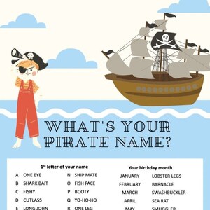 What's Your Pirate Name? Name Generator Printable Party Game Instant ...