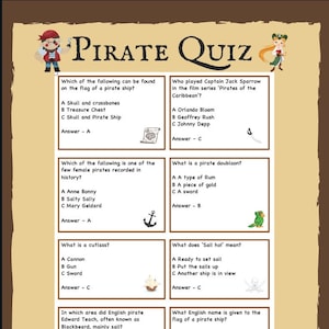 Pirate Quiz Pirate Printable Party Game Instant Download Party Game Pirate Quiz Multiple Choice Pirate Theme Birthday Party Pirate Questions