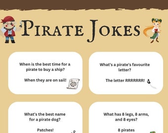 24 blagues de pirates Blagues de pirates imprimables Téléchargement instantané Blagues de pirates Téléchargement numérique Blagues pour enfants de pirates Blagues de fête de pirates Imprimer à la maison