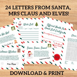 Letters from Santa Mrs Claus & Elves Santa Letter 24 Letters Instant Download Santa Christmas letters Santa Letters Good List Certificate