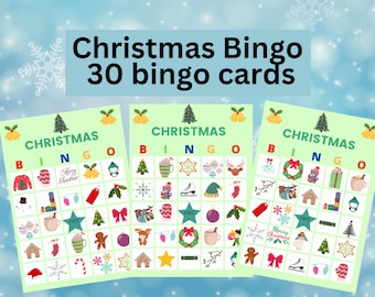 Bingo de Noël, jeu de bingo pour enfants, jeu de fête de Noël, bingo de Noël, bingo des fêtes, téléchargement immédiat, jeu de Noël Bingo en classe PDF