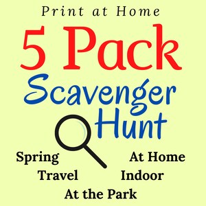 Schnitzeljagd 5 Hunt Pack Sofortiger Download Kinder Kinder Aktivität Spiel Außerhalb Spaß Spielen Jagen und Finden Kind Lernaktivität Scavenger