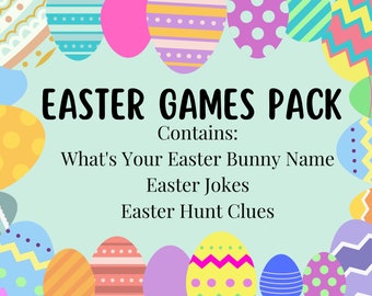 Easter Games Pack, Easter Download, 24 Easter Jokes, What&#39;s Your Easter Bunny Name, Easter Hunt, Print at Home, Easter Hunt & Easter Games