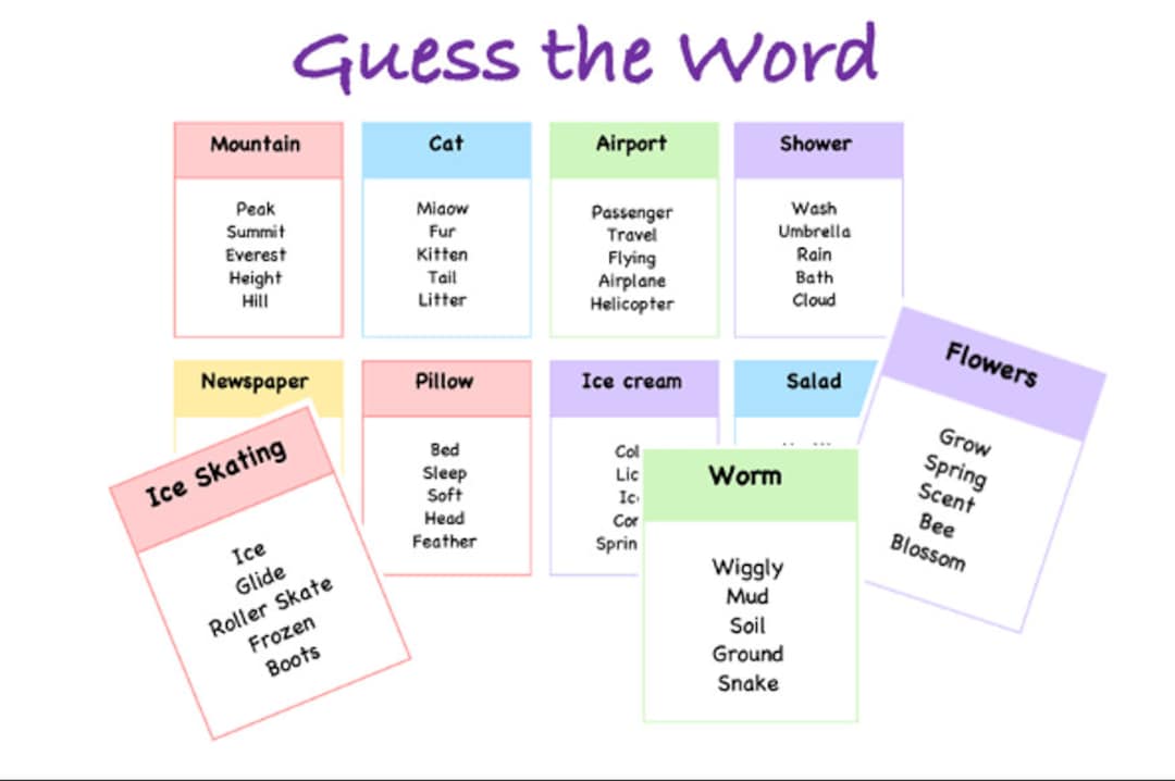 Guess the Word, Games Night Instant Download, Game Variety Guess the ...
