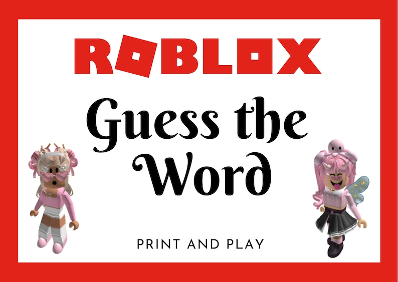 Roblox Guess the Word Game Family Game Night Instant Download Family Game Roblox Party Game