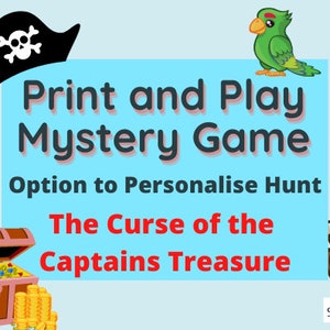 Pirate Print & Play Mystery Game Pirate Theme Challenge Game Pirate Game Pack Personalise Pirate Game Pirates Unique Pirate Game Pirate Fun