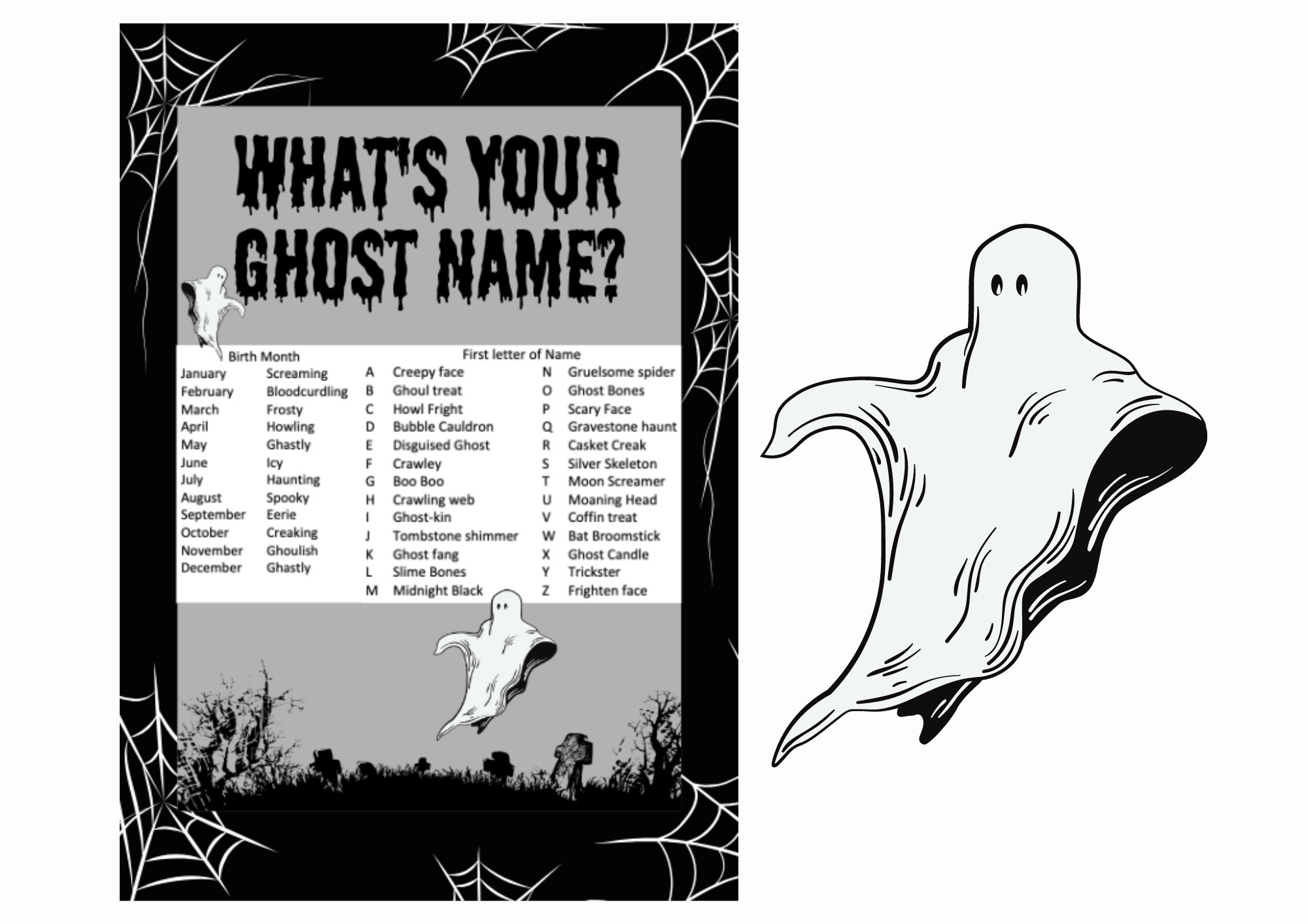 What's Your Ghost Name Name Generator Printable Halloween Game Instant