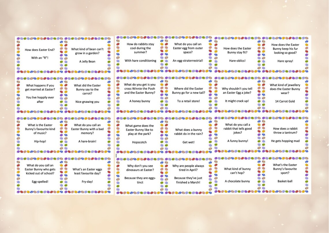 24 Easter Jokes Printable Easter Jokes Instant Download Easter Jokes ...