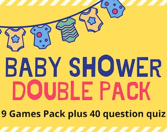 Jeux de douche de bébé, 9 jeux de douche de bébé, jeux de douche de bébé à téléchargement instantané, pack de douche de bébé, quiz et jeux de douche de bébé